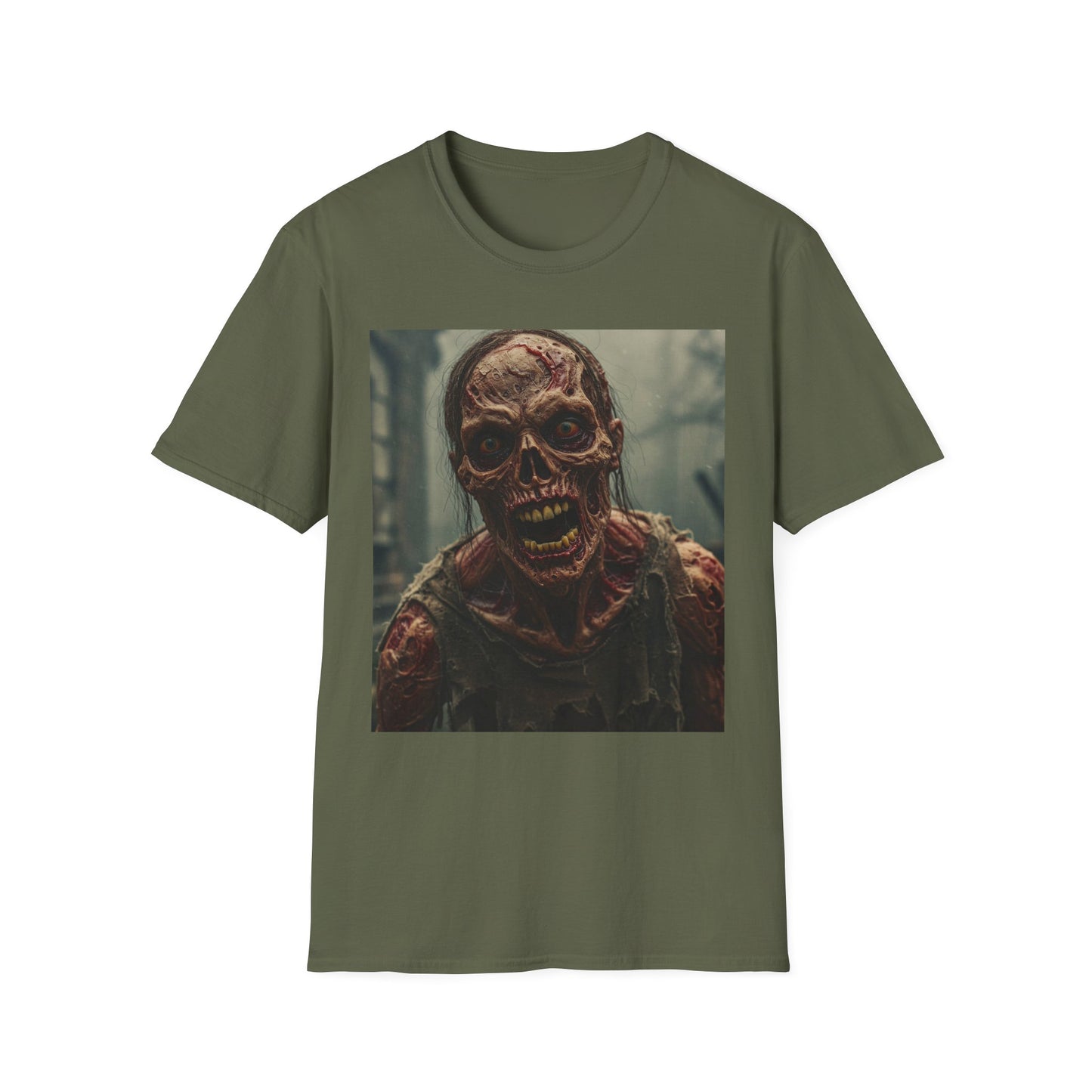 Apocalyptic Portrait Tee, bold, decaying zombie graphic