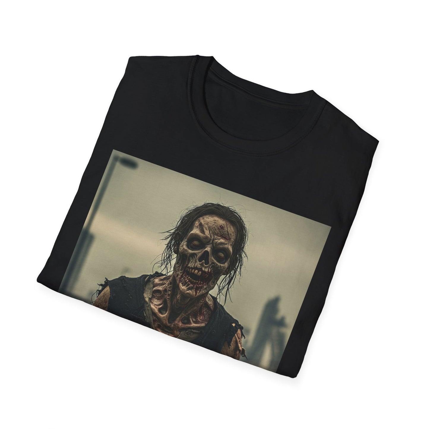 Apocalyptic Portrait Tee, bold, decaying zombie graphic