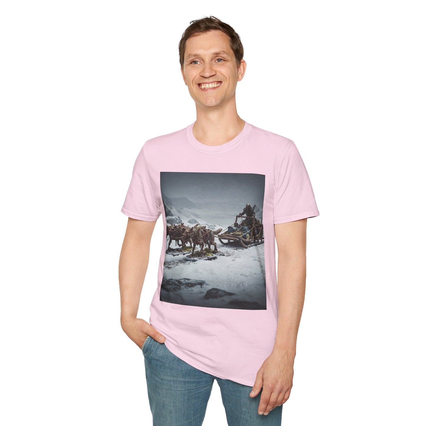 Adventure Awaits Unisex Softstyle T-Shirt - Mountain Trekking Design