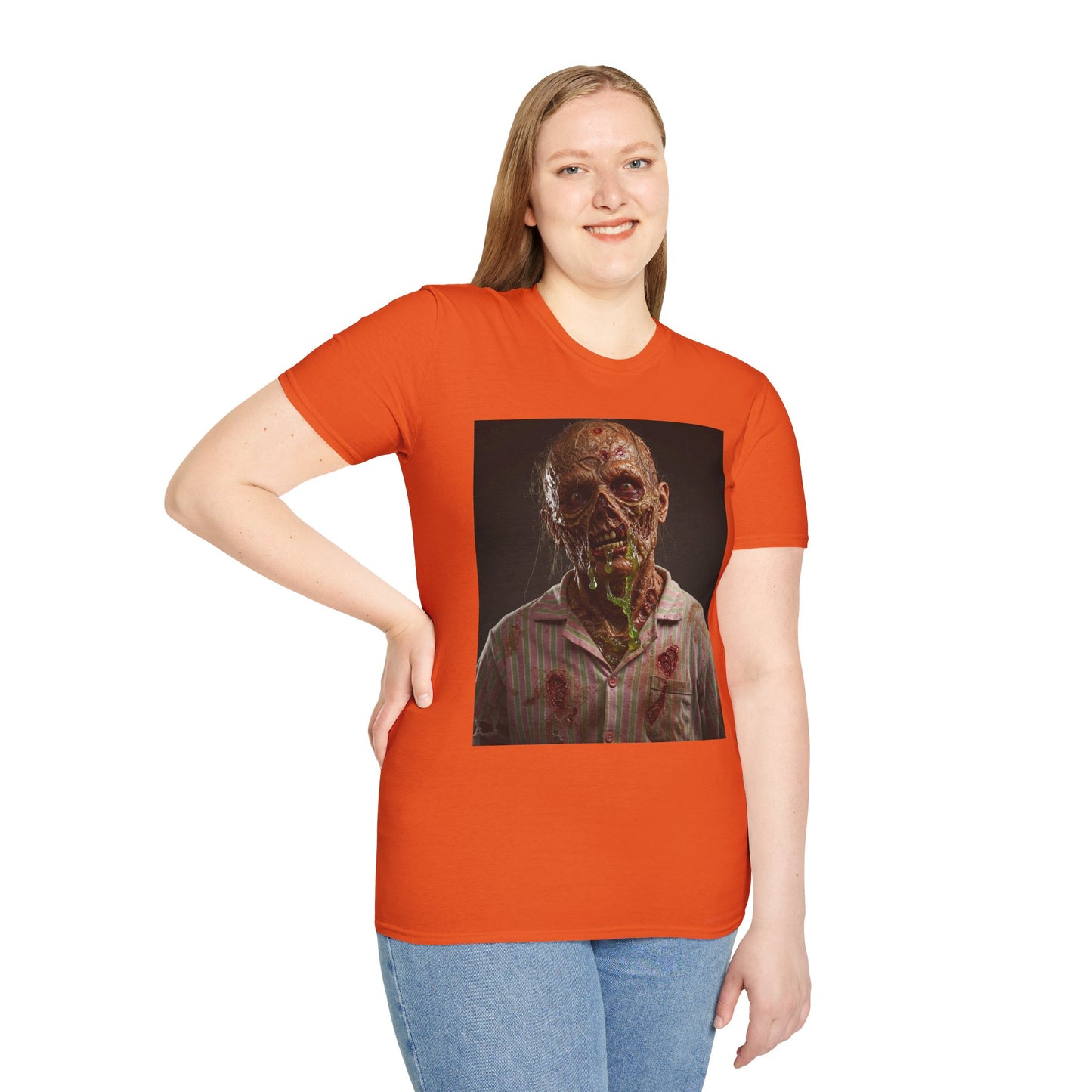 Horror-Inspired Unisex Softstyle T-Shirt - Zombie Graphic Tee