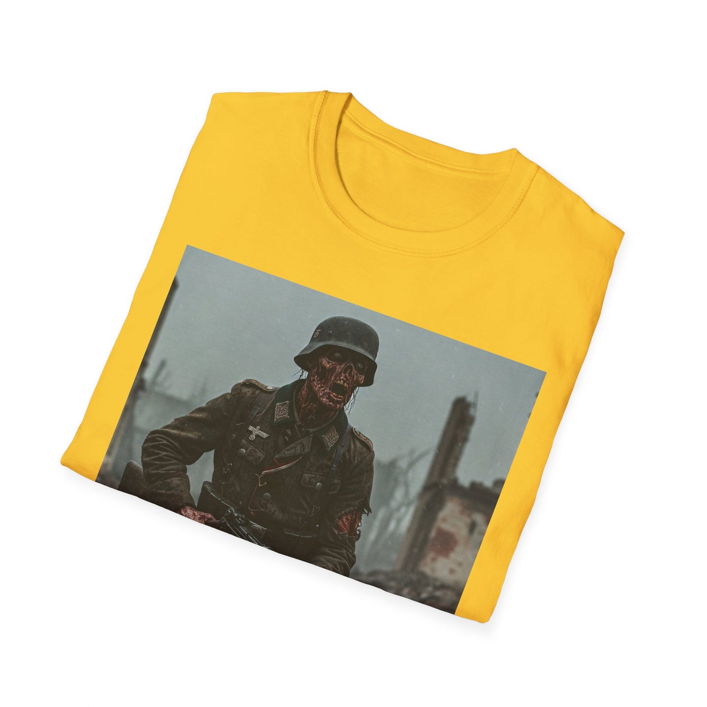 Vintage Soldier Apocalyptic Portrait Tee, bold, decaying zombie graphic