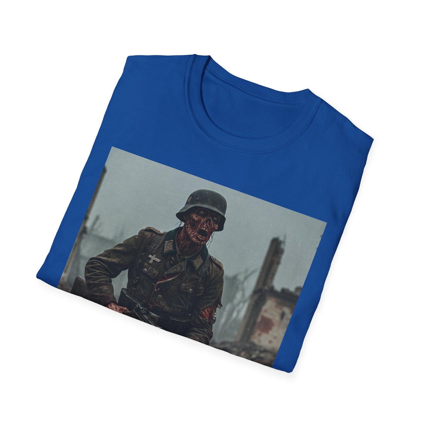 Vintage Soldier Apocalyptic Portrait Tee, bold, decaying zombie graphic