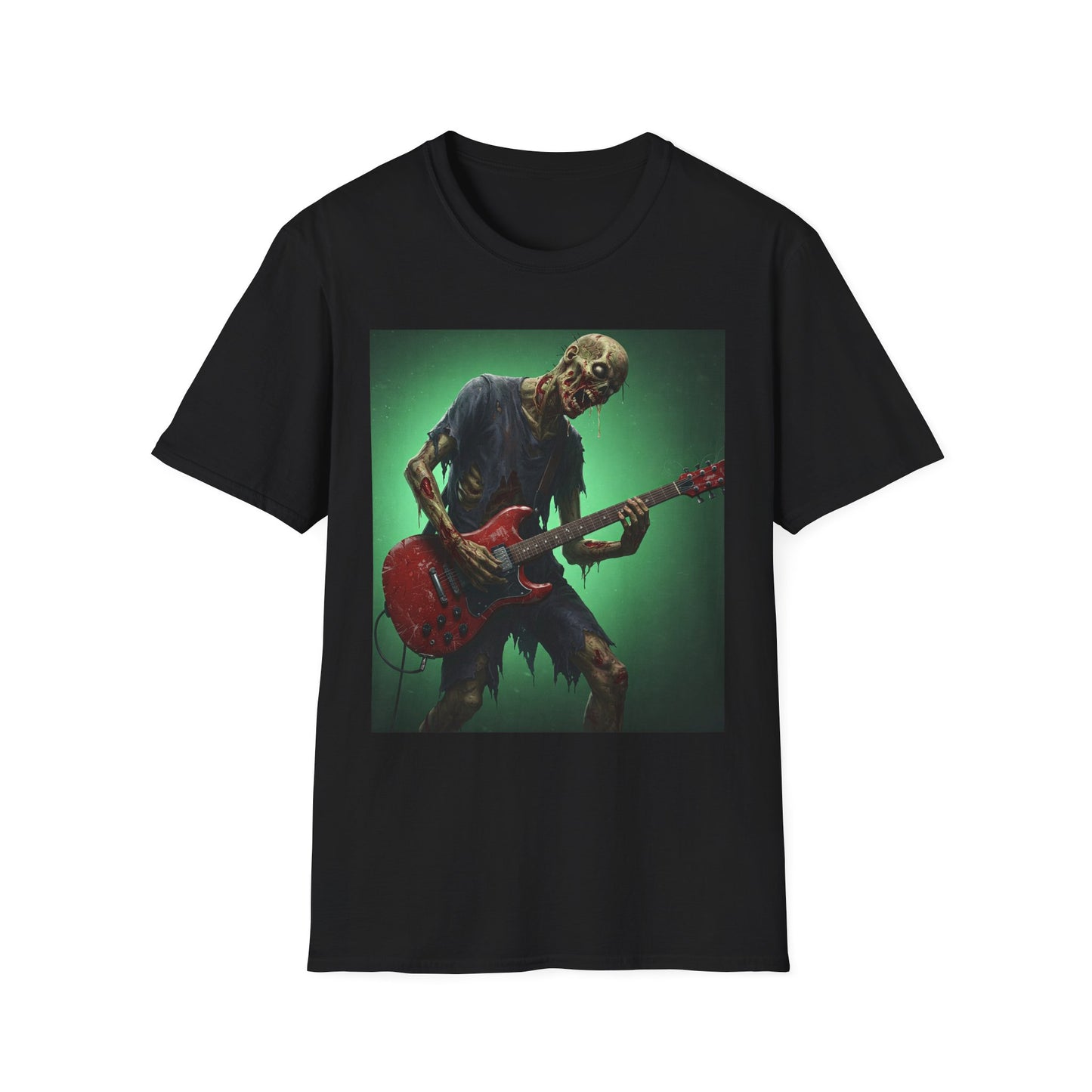 Zombie Rocker Apocalyptic Portrait Tee, bold, decaying zombie graphic