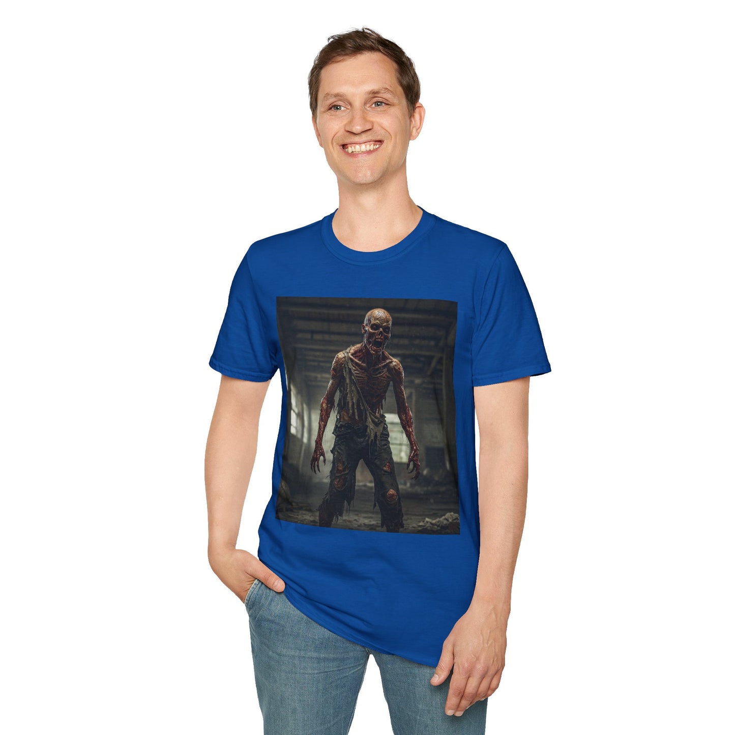 Zombie Graphic Unisex Softstyle T-Shirt - Perfect for Halloween and Horror Fans