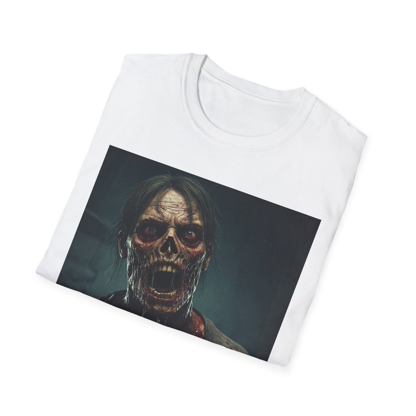 Zombie Graphic Unisex Softstyle T-Shirt - Perfect for Halloween Horror Fans