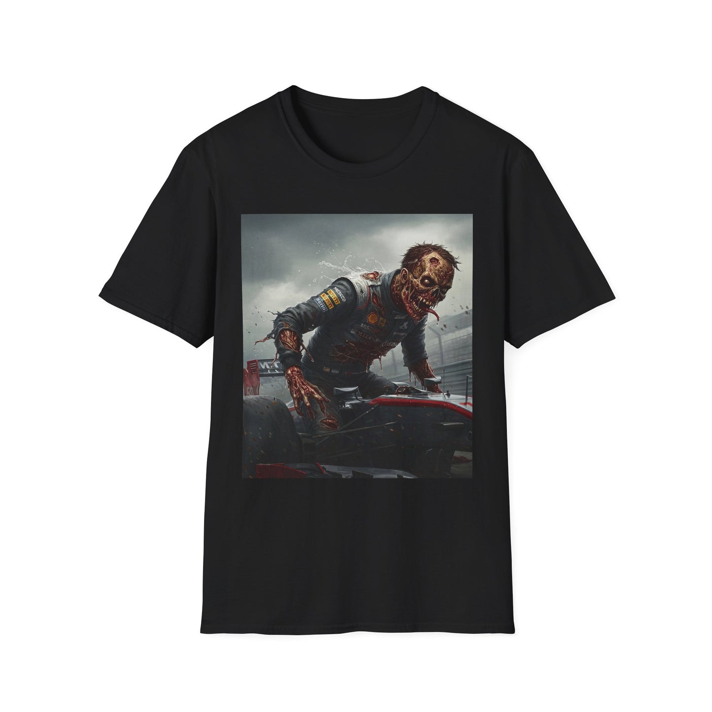 Zombie Racing Unisex Softstyle T-Shirt - Horror Meets Motorsport