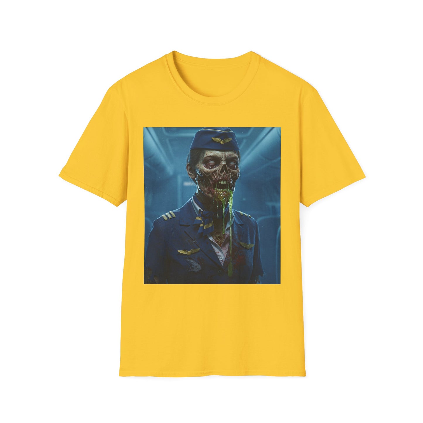 Zombie Pilot Apocalyptic Portrait Tee, bold, decaying zombie graphic