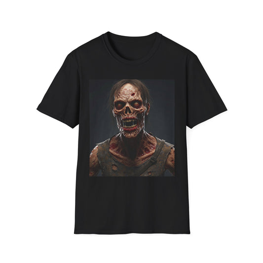 Terrifying Zombie Apocalyptic Portrait Tee, bold, decaying zombie graphic