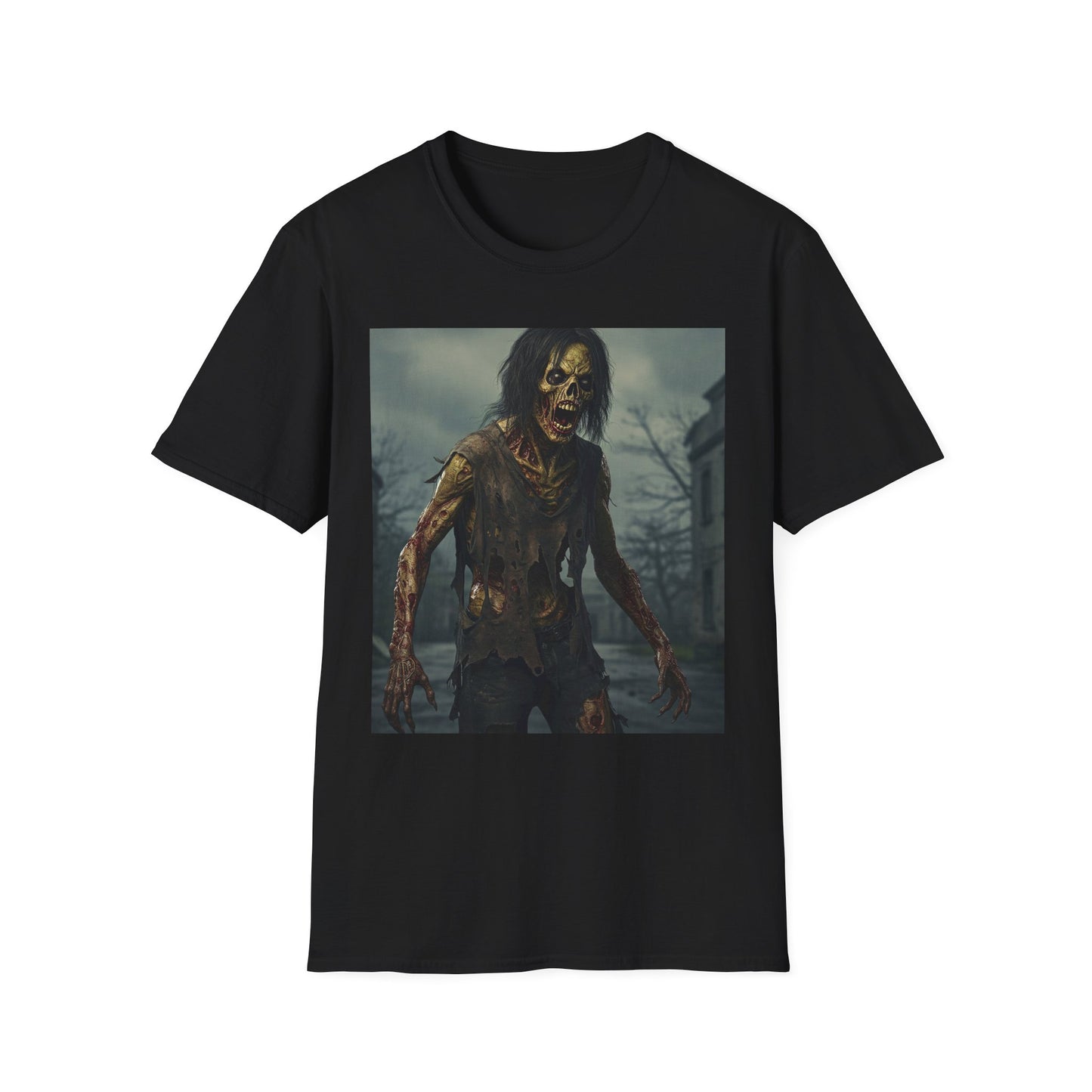 Zombie Apocalyptic Portrait Tee, bold, decaying zombie graphic