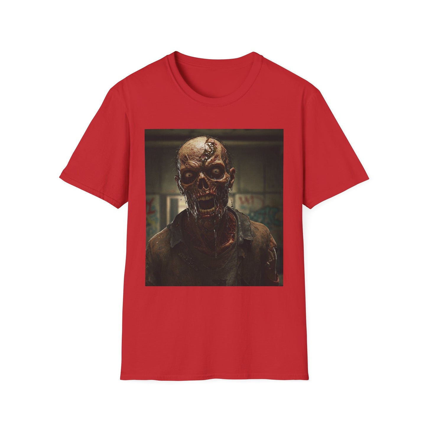 Apocalyptic Portrait Tee, bold, decaying zombie graphic