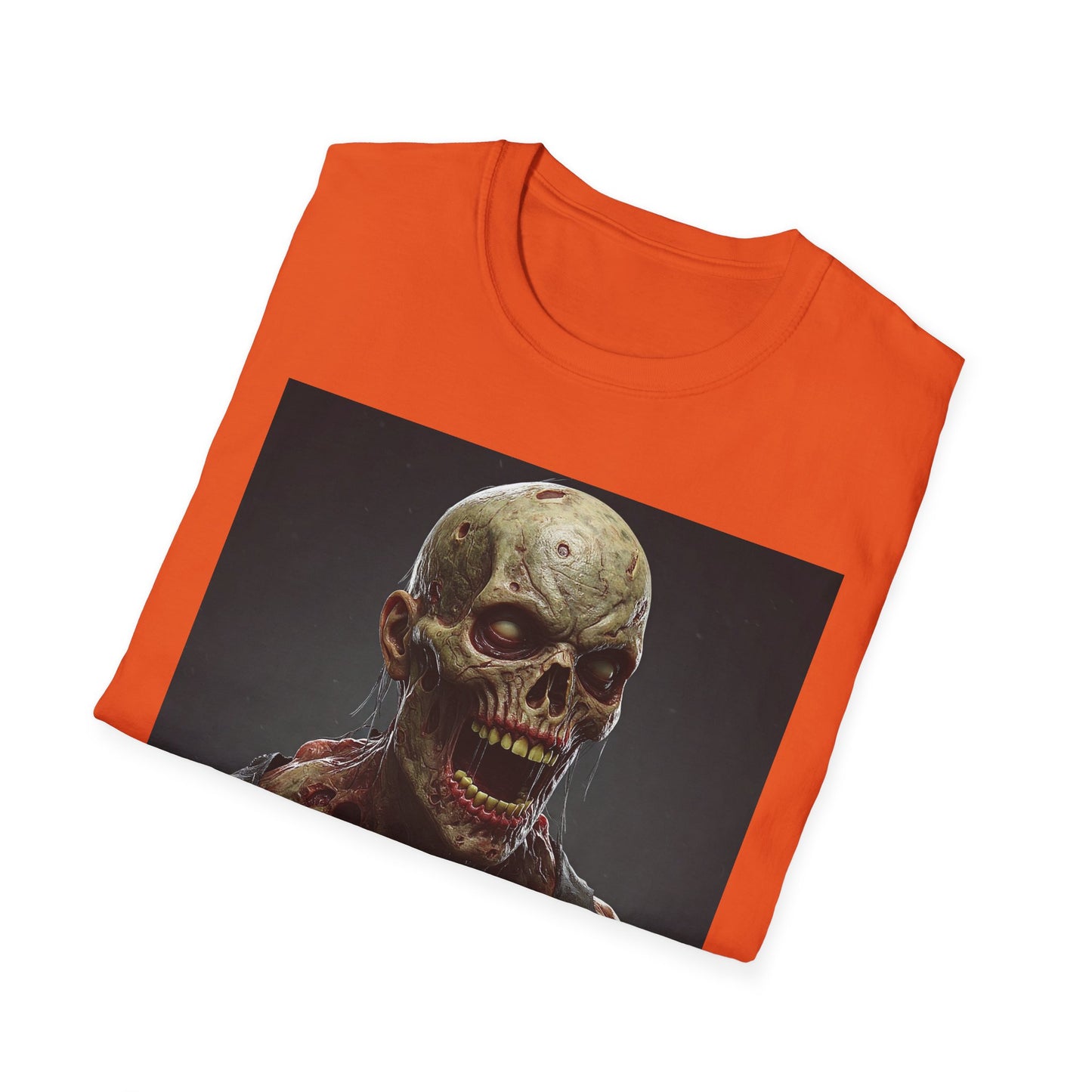 Unisex Softstyle T-Shirt with Creepy Zombie Graphic - Perfect for Halloween and Horror Fans