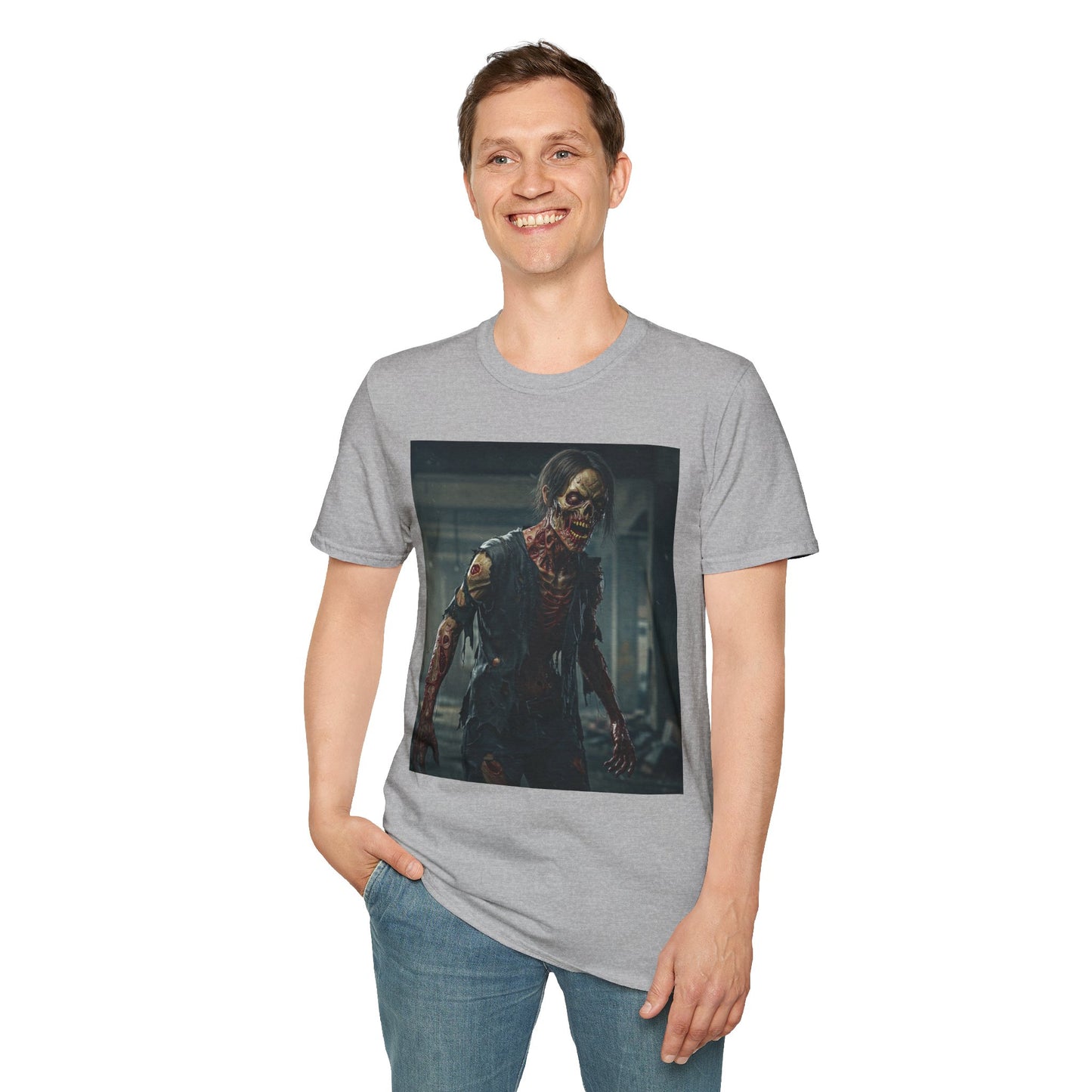 Apocalyptic Portrait Tee, bold, decaying zombie graphic