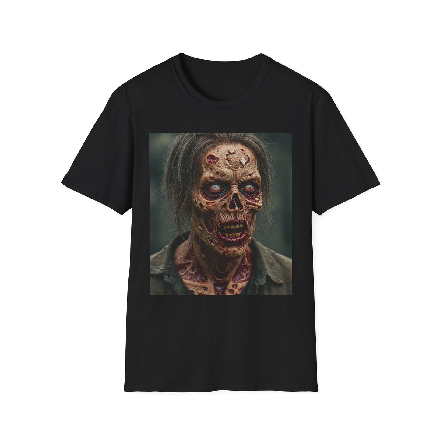 Apocalyptic Portrait Tee, bold, decaying zombie graphic