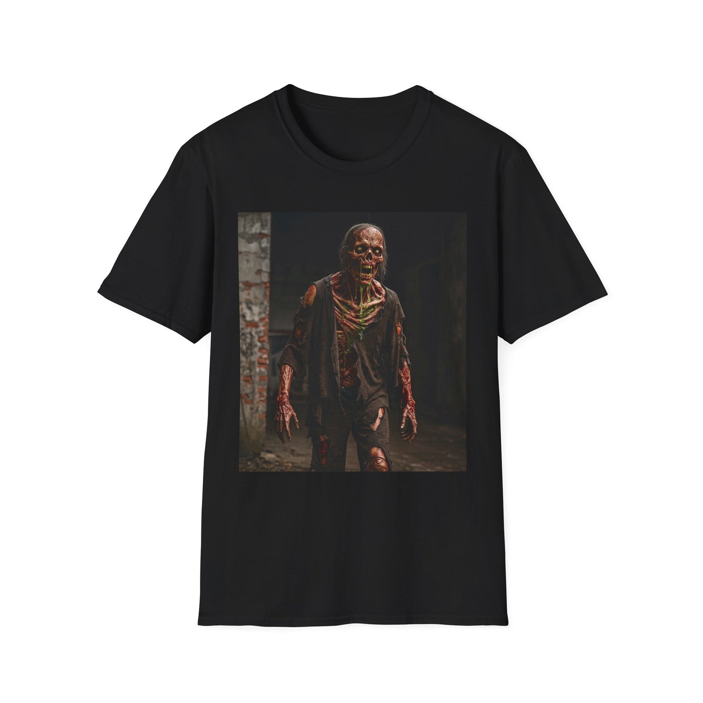 Apocalyptic Portrait Tee, bold, decaying zombie graphic