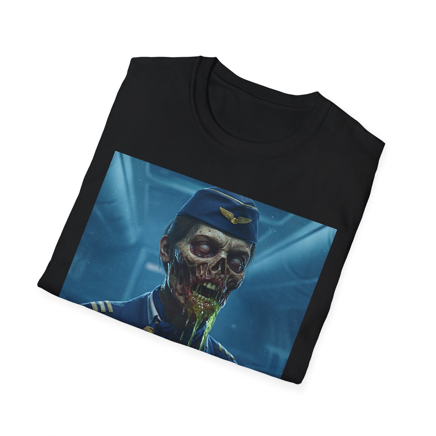 Zombie Pilot Apocalyptic Portrait Tee, bold, decaying zombie graphic