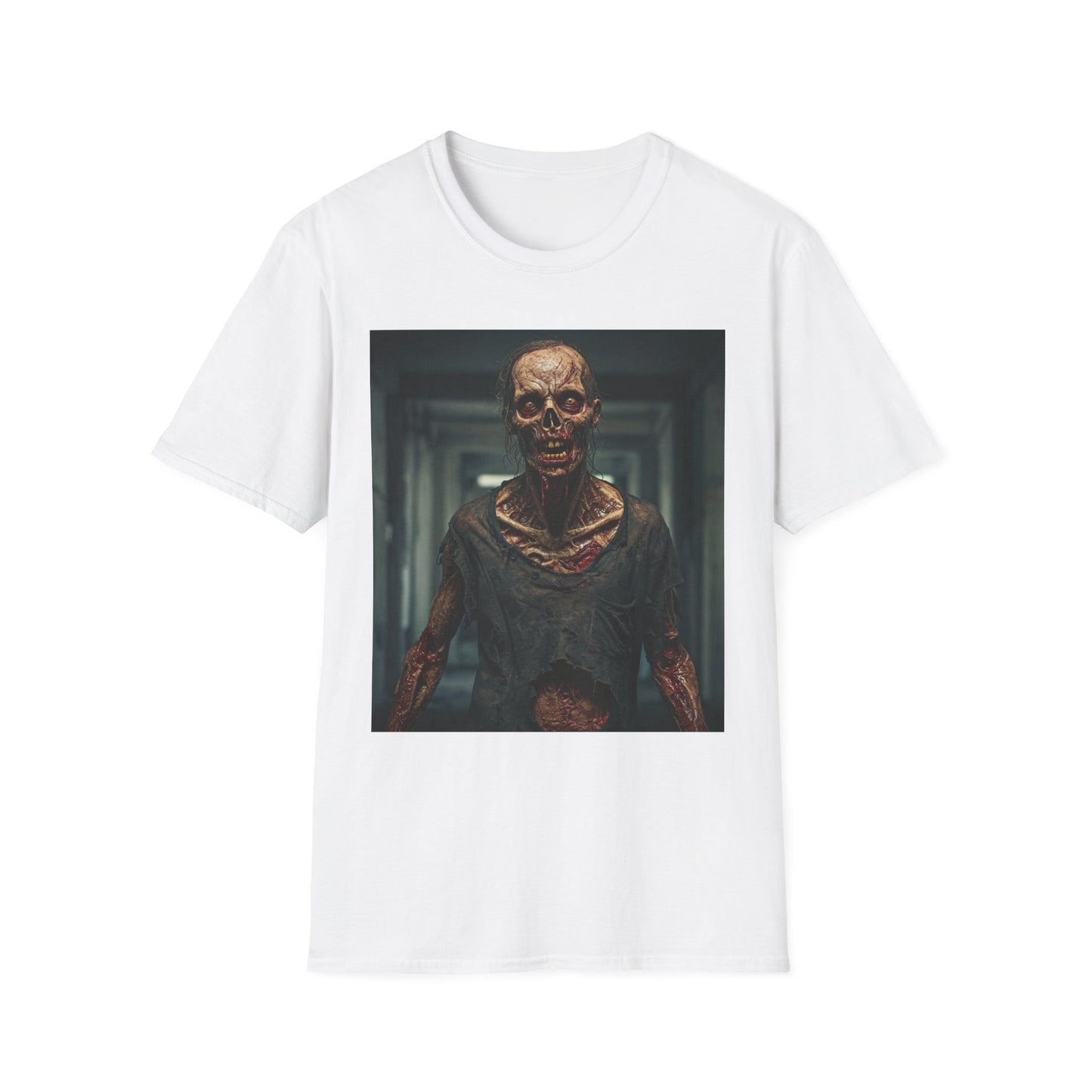 Creepy Zombie Graphic Apocalyptic Portrait Tee, bold, decaying zombie graphic