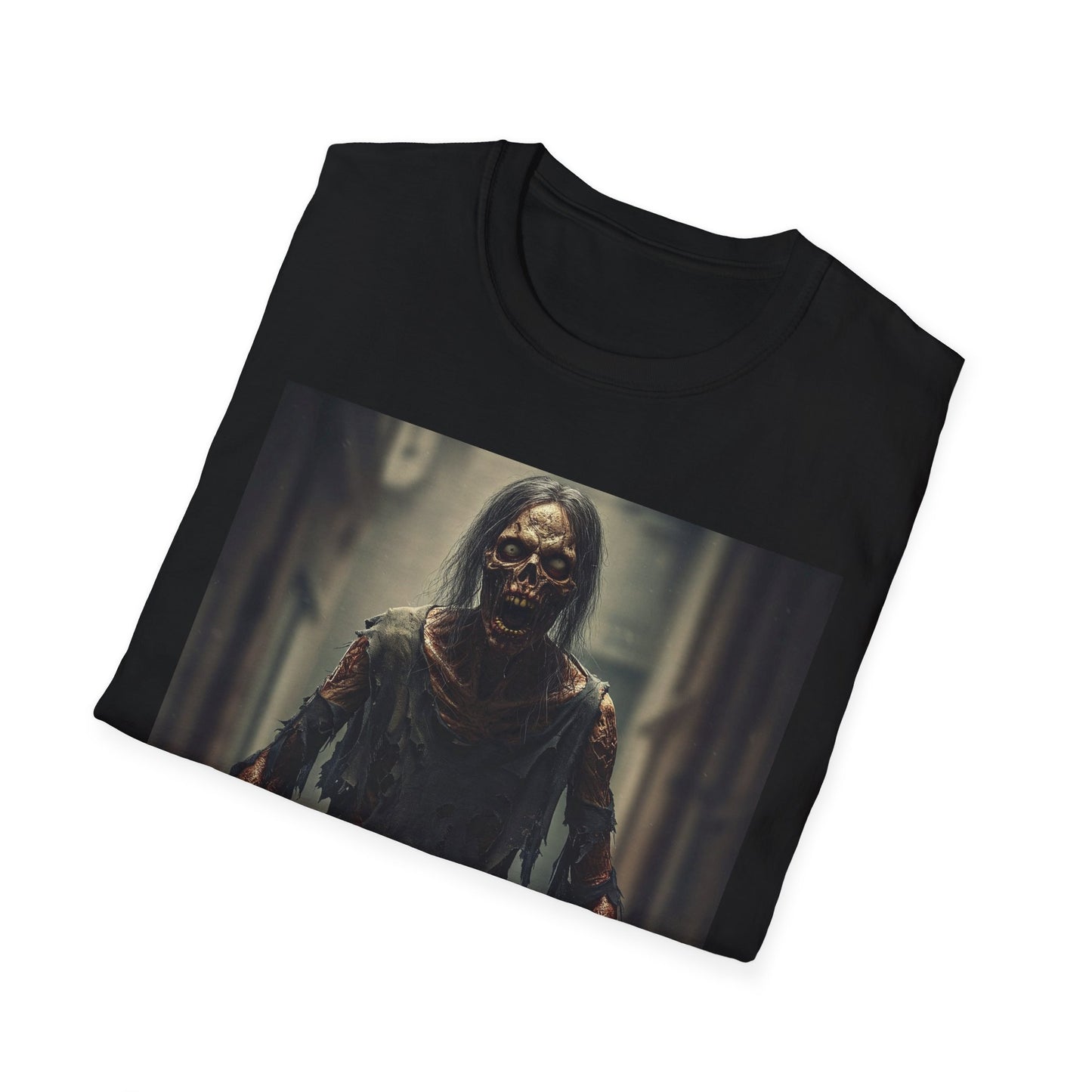 Apocalyptic Portrait Tee, bold, decaying zombie graphic