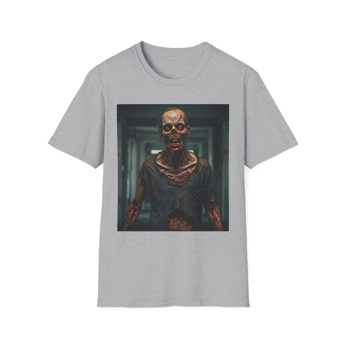 Creepy Zombie Graphic Apocalyptic Portrait Tee, bold, decaying zombie graphic