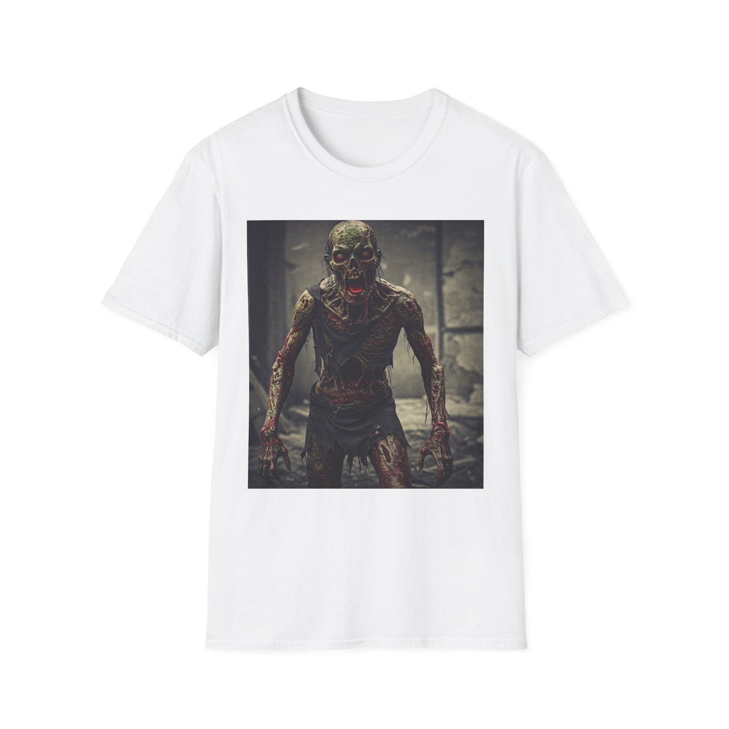 Apocalyptic Portrait Tee, bold, decaying zombie graphic