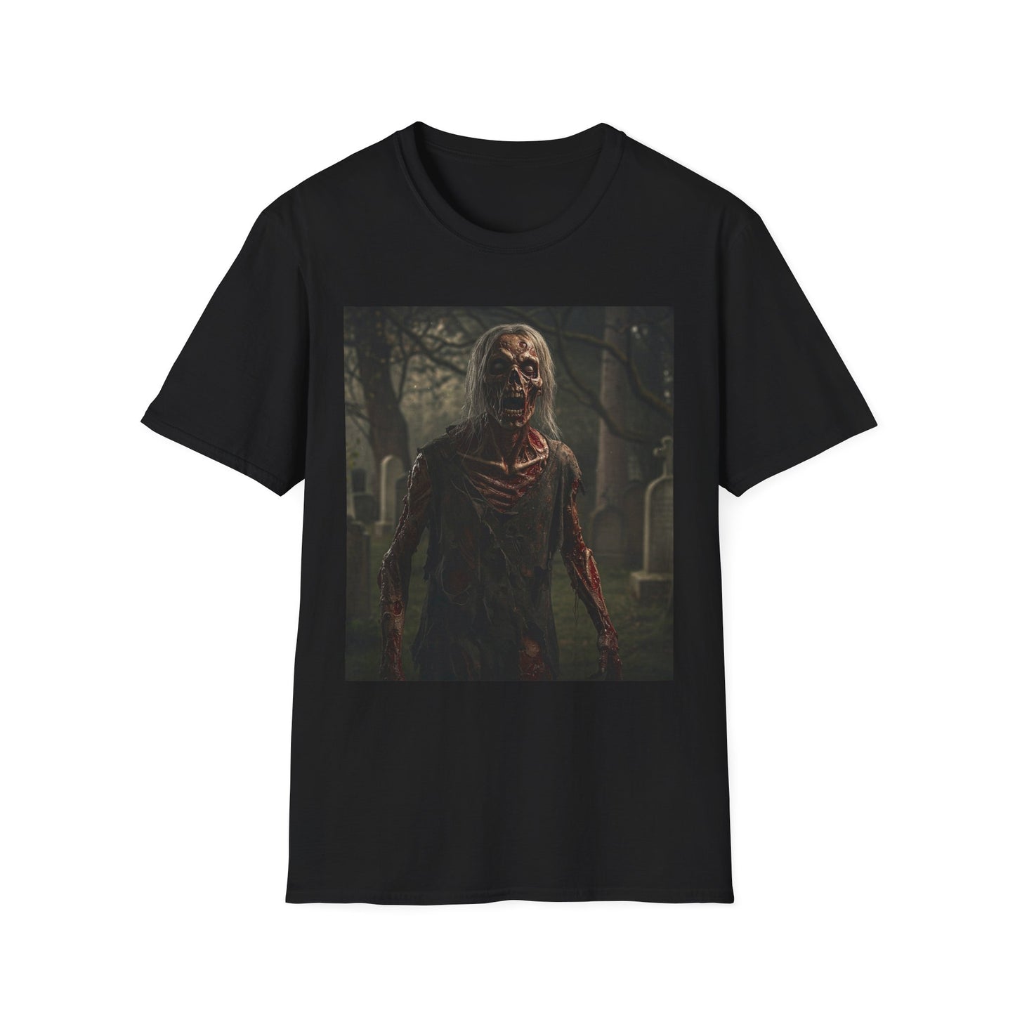 Zombie Horror Apocalyptic Portrait Tee, bold, decaying zombie graphic