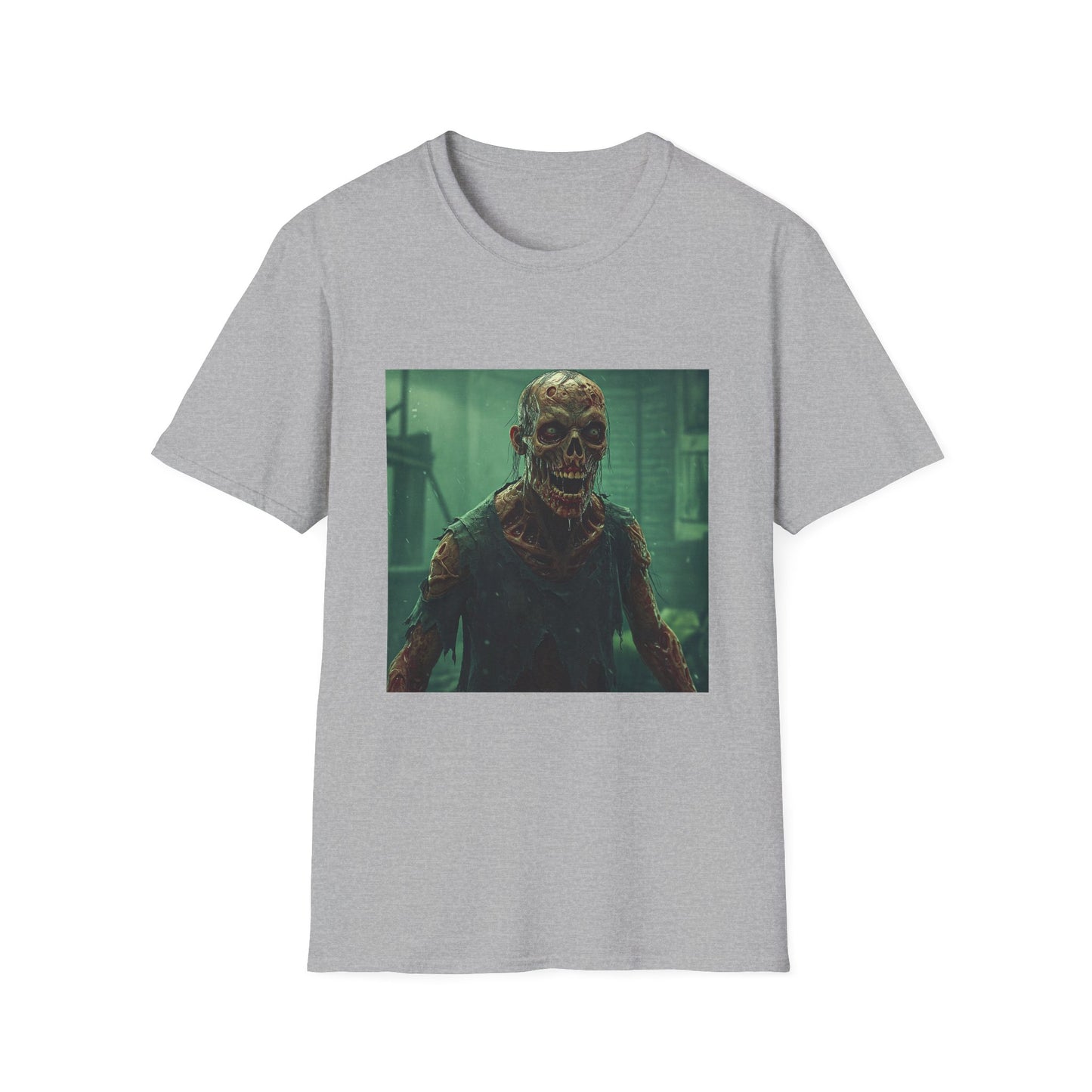 Apocalyptic Portrait Tee, bold, decaying zombie graphic