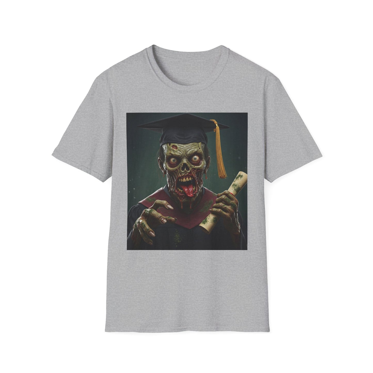 Zombie Graduate Unisex Softstyle T-Shirt - Perfect for Halloween & Graduation