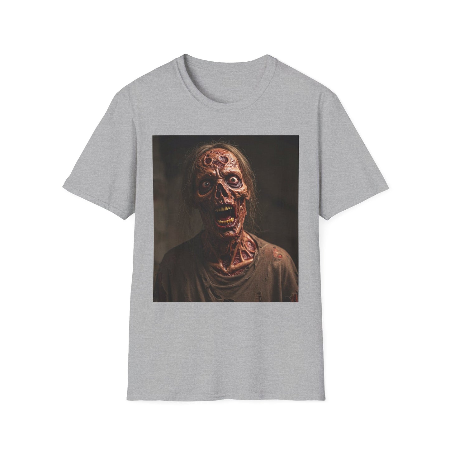 Apocalyptic Portrait Tee, bold, decaying zombie graphic