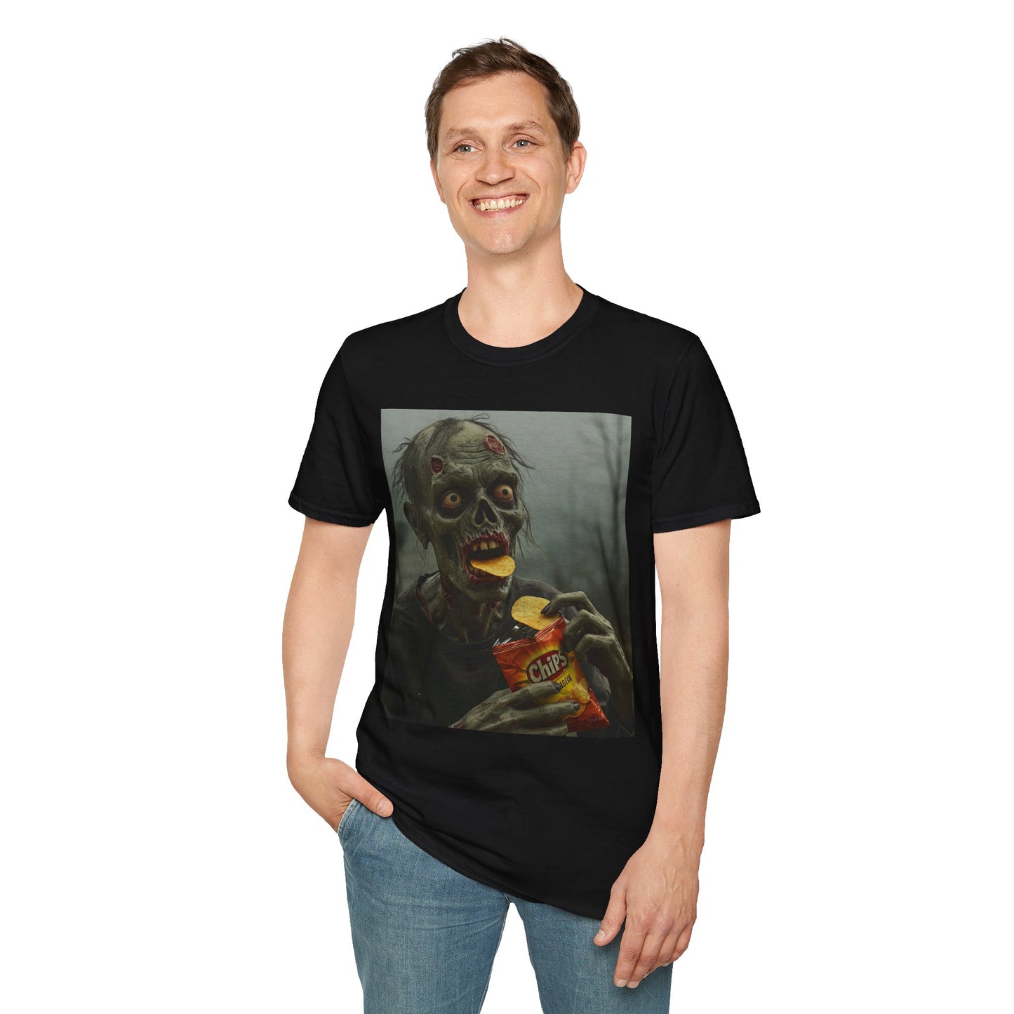 Zombie Snack Unisex Softstyle T-Shirt - Perfect for Horror Fans & Halloween