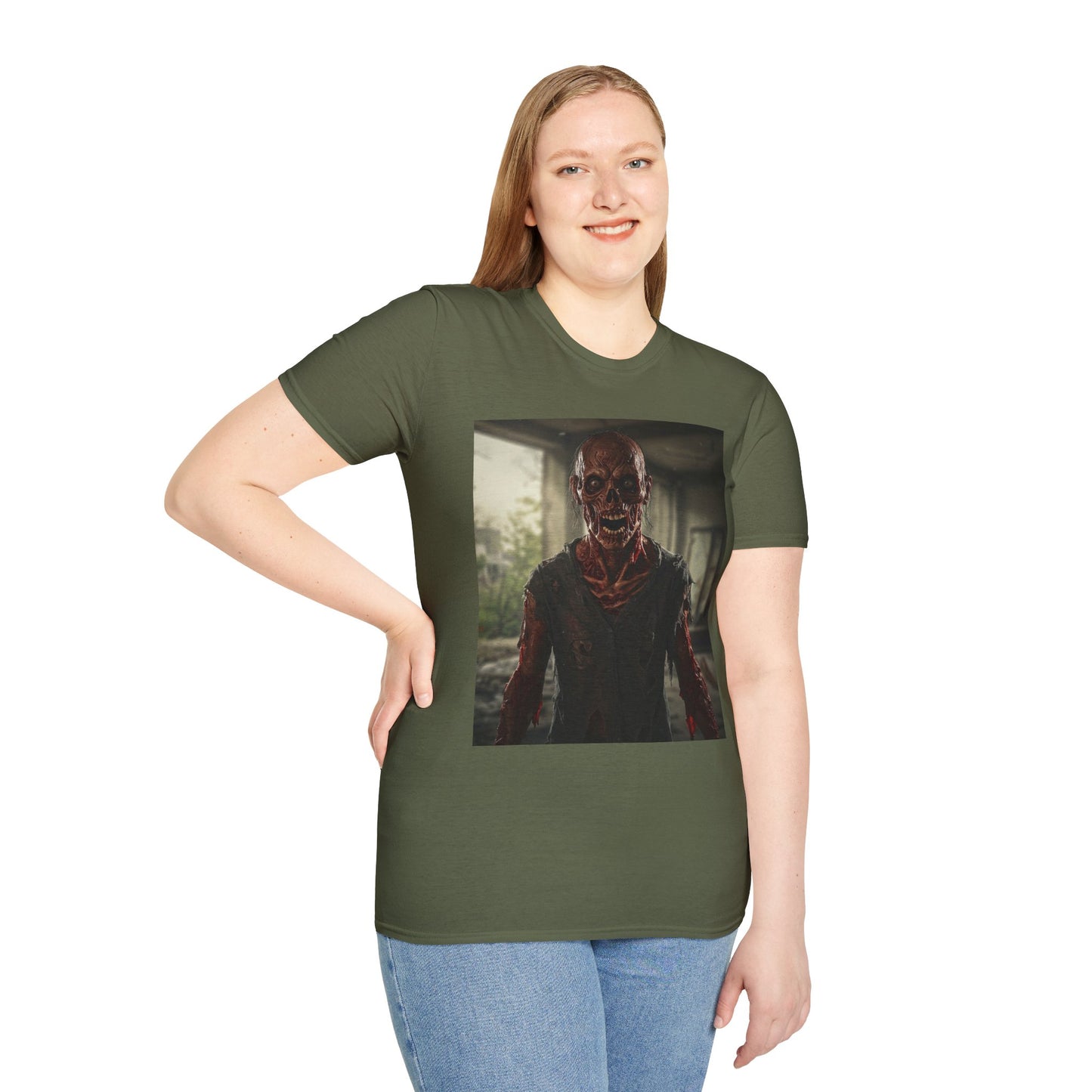 Apocalyptic Portrait Tee, bold, decaying zombie graphic