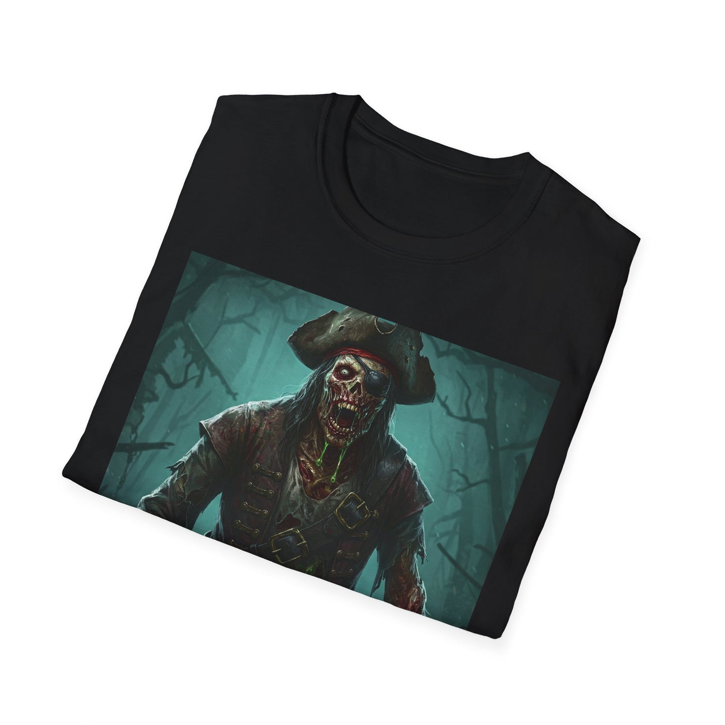 Pirate Skeleton Unisex Softstyle T-Shirt - Perfect for Halloween and Adventure Lovers