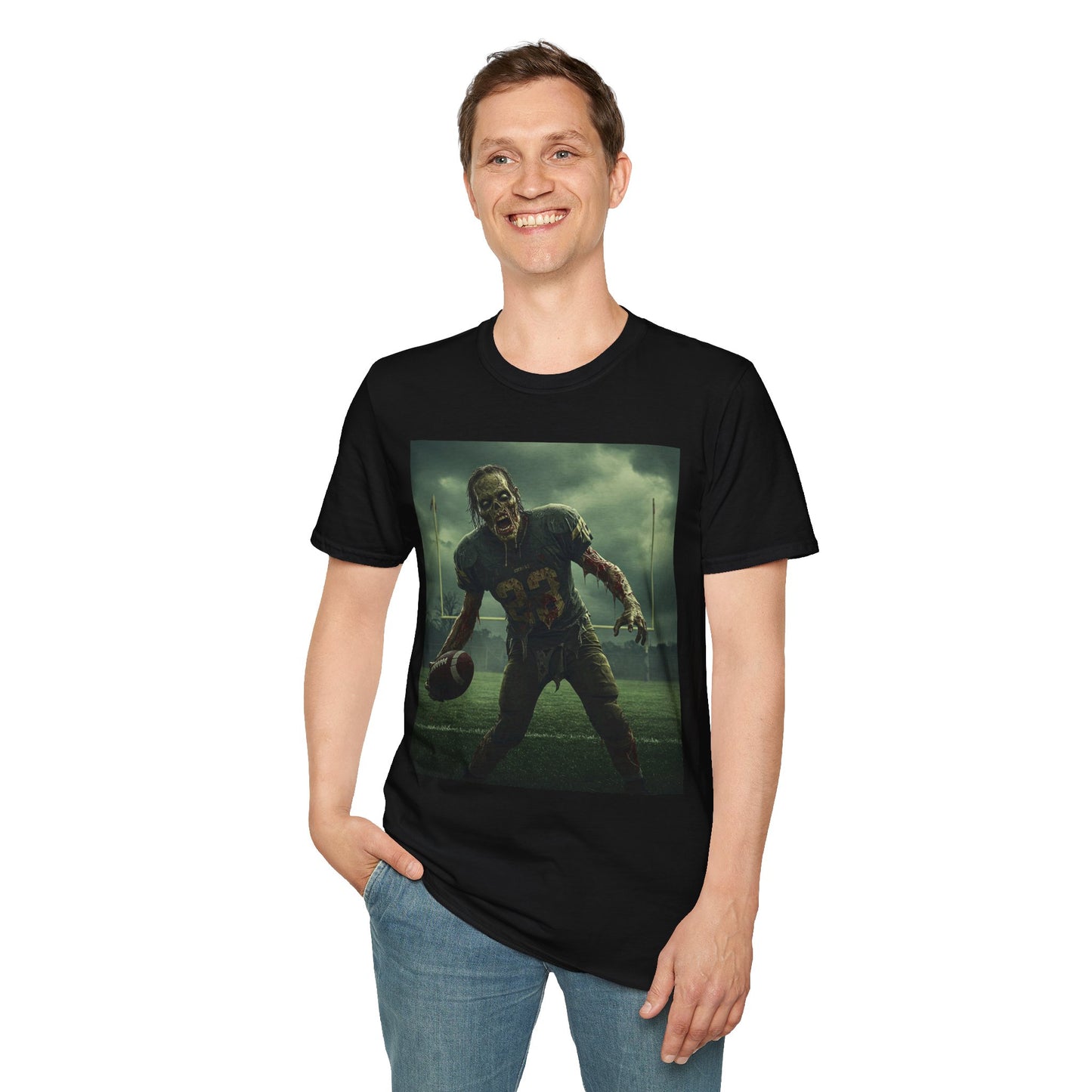 Zombie Football Unisex Softstyle T-Shirt - Perfect for Halloween Fans