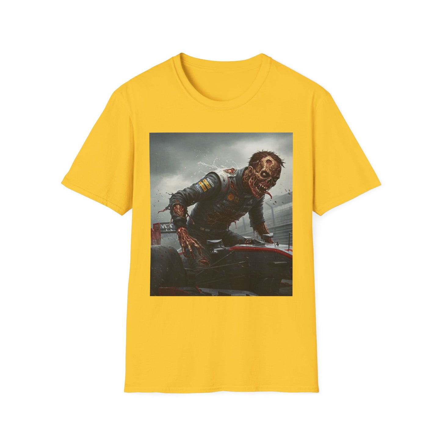 Zombie Racing Unisex Softstyle T-Shirt - Horror Meets Motorsport