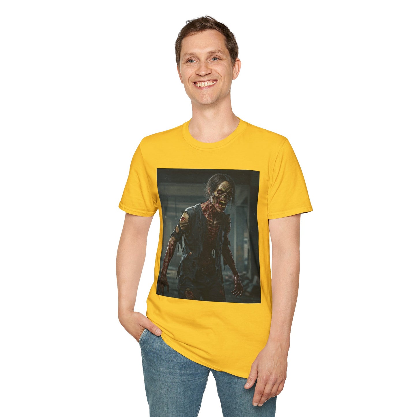 Apocalyptic Portrait Tee, bold, decaying zombie graphic