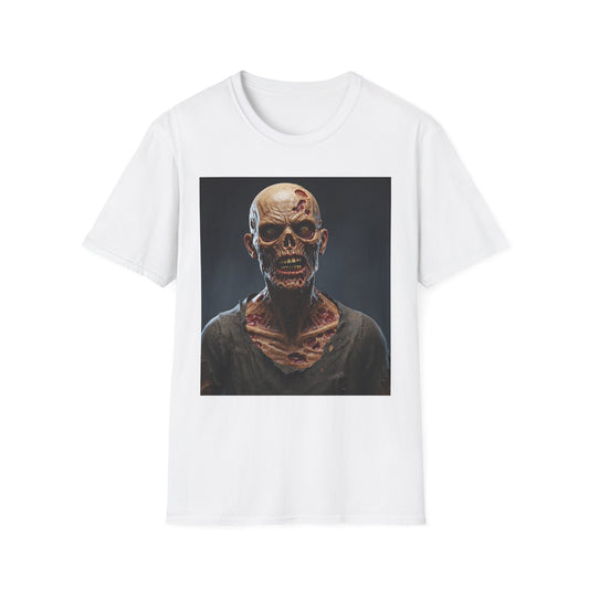 Apocalyptic Portrait Tee, bold, decaying zombie graphic