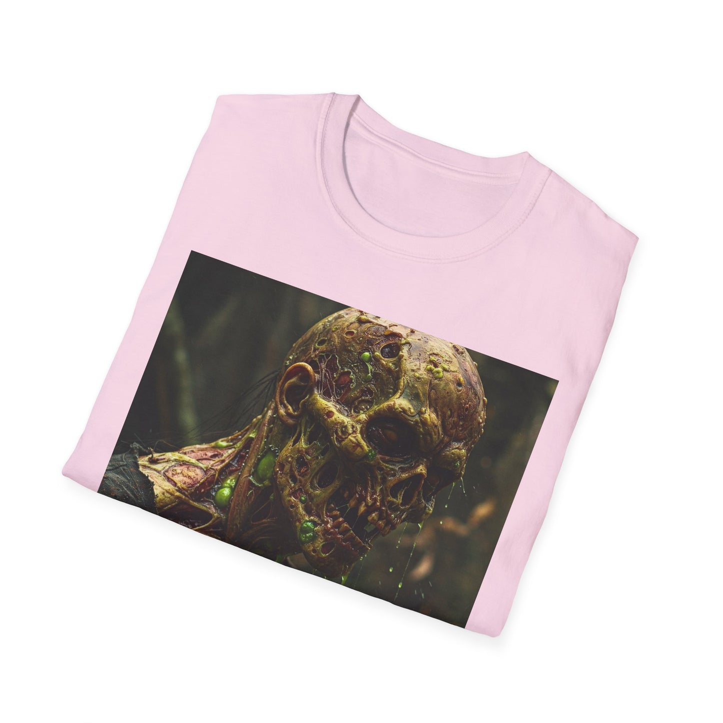 Creepy Zombie Graphic Unisex Softstyle T-Shirt - Perfect for Halloween and Horror Fans