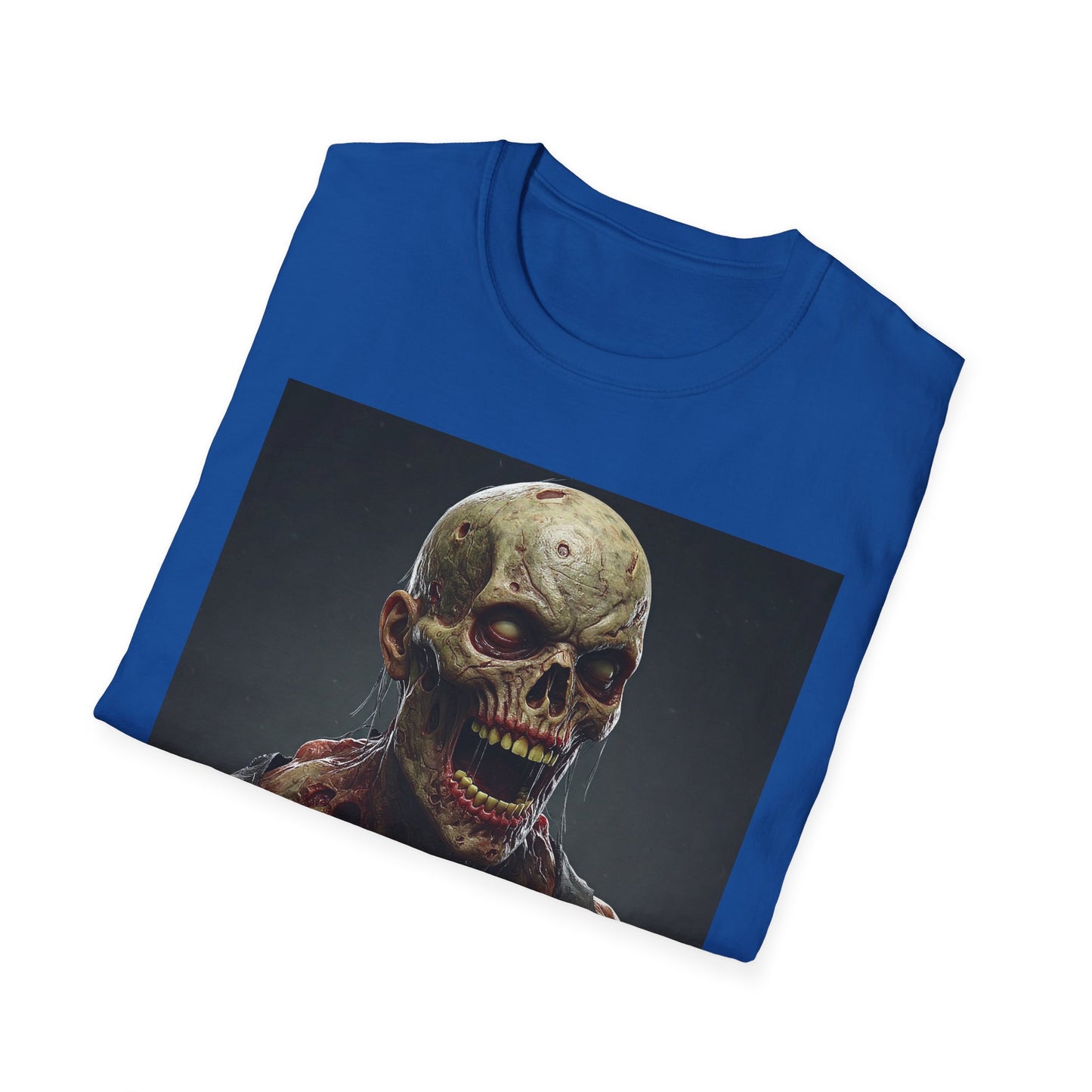 Unisex Softstyle T-Shirt with Creepy Zombie Graphic - Perfect for Halloween and Horror Fans