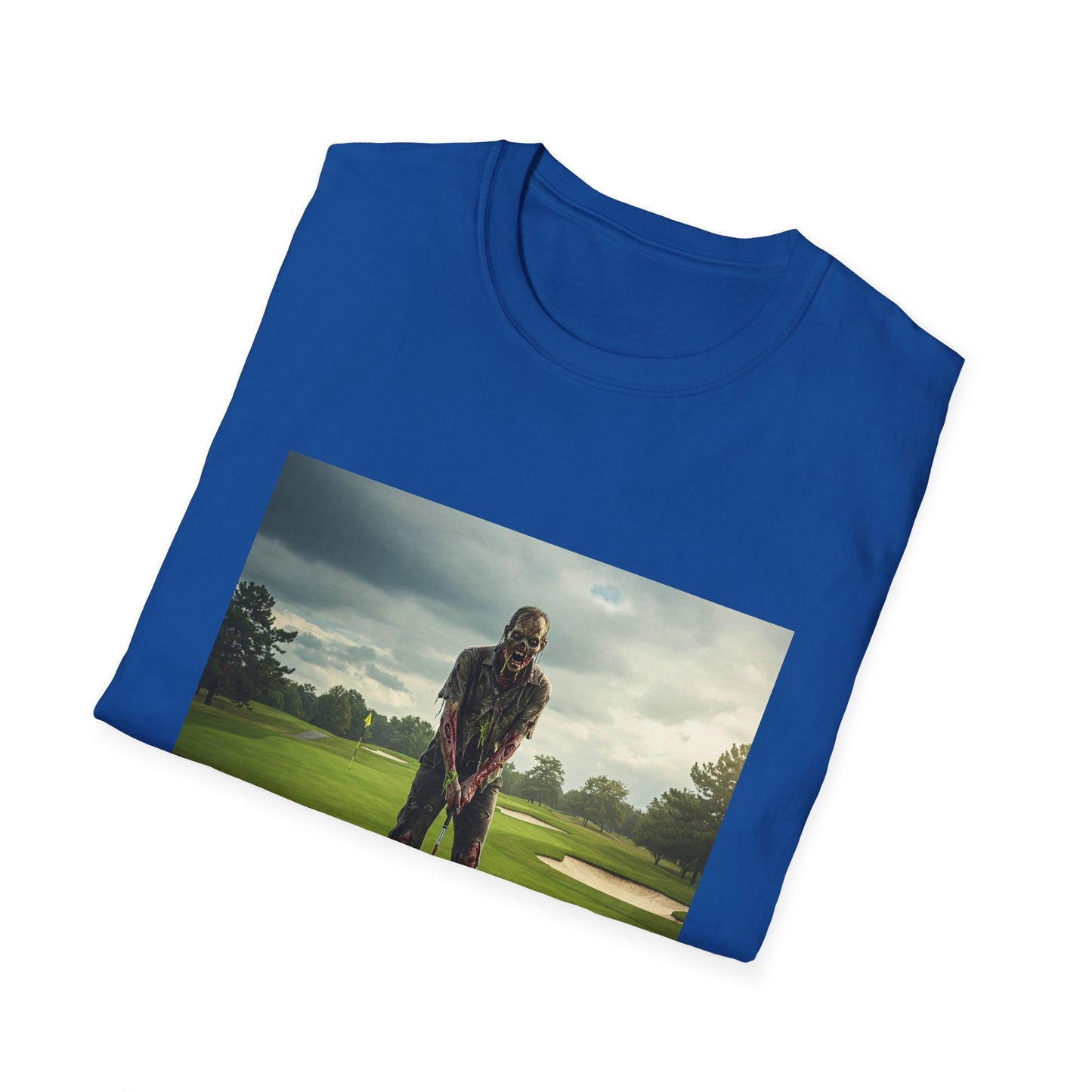 Inspirational Golf Swing Apocalyptic Portrait Tee, bold, decaying zombie graphic