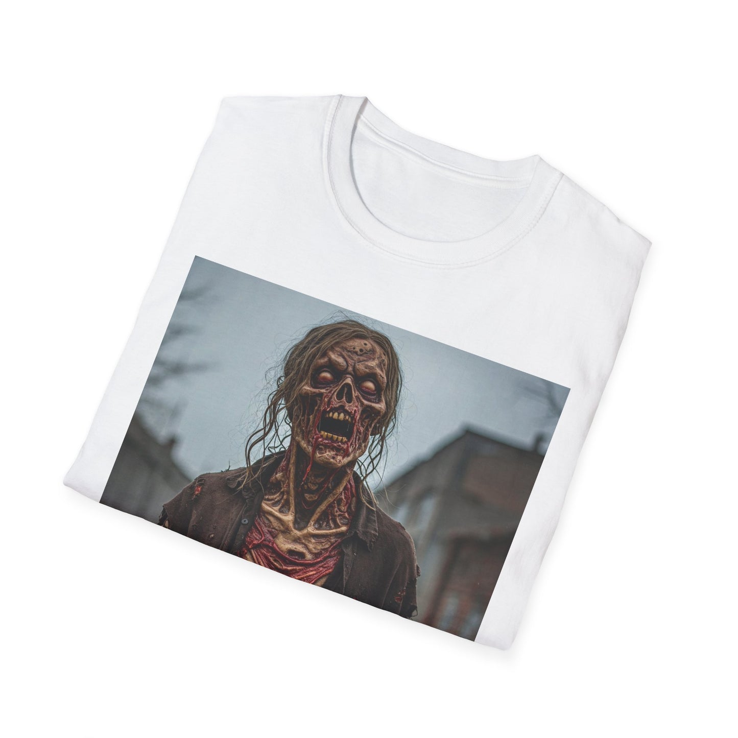 Apocalyptic Portrait Tee, bold, decaying zombie graphic