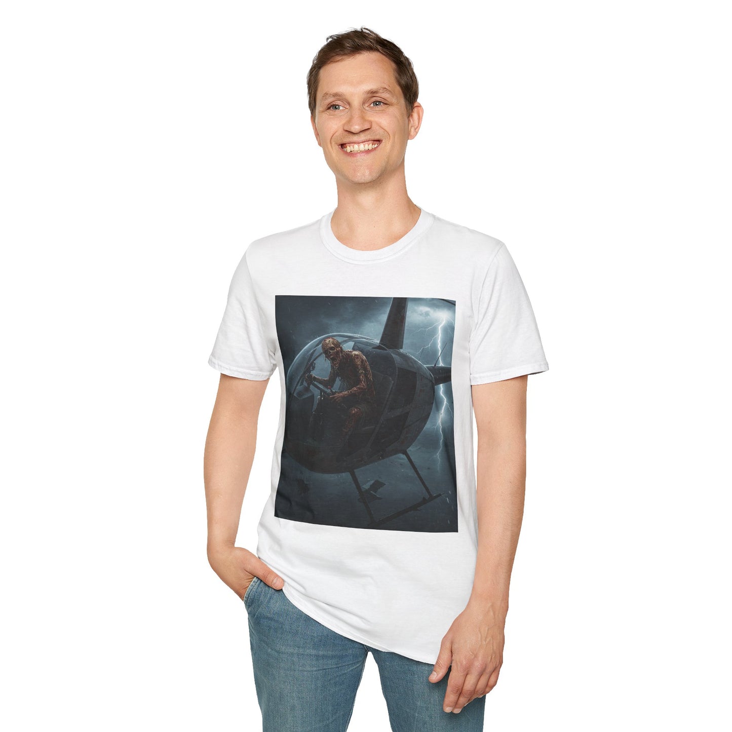 Stormy Helicopter Adventure Unisex Softstyle T-Shirt