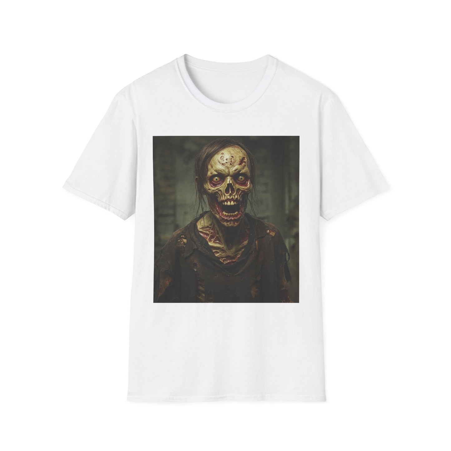 Apocalyptic Portrait Tee, bold, decaying zombie graphic