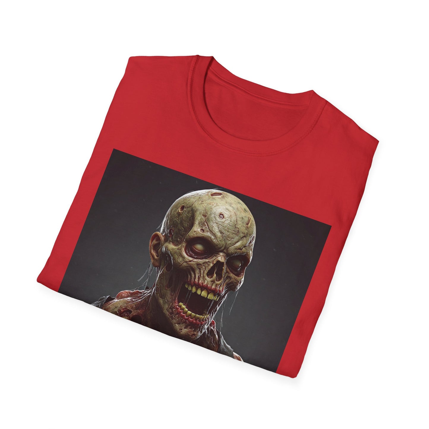 Unisex Softstyle T-Shirt with Creepy Zombie Graphic - Perfect for Halloween and Horror Fans