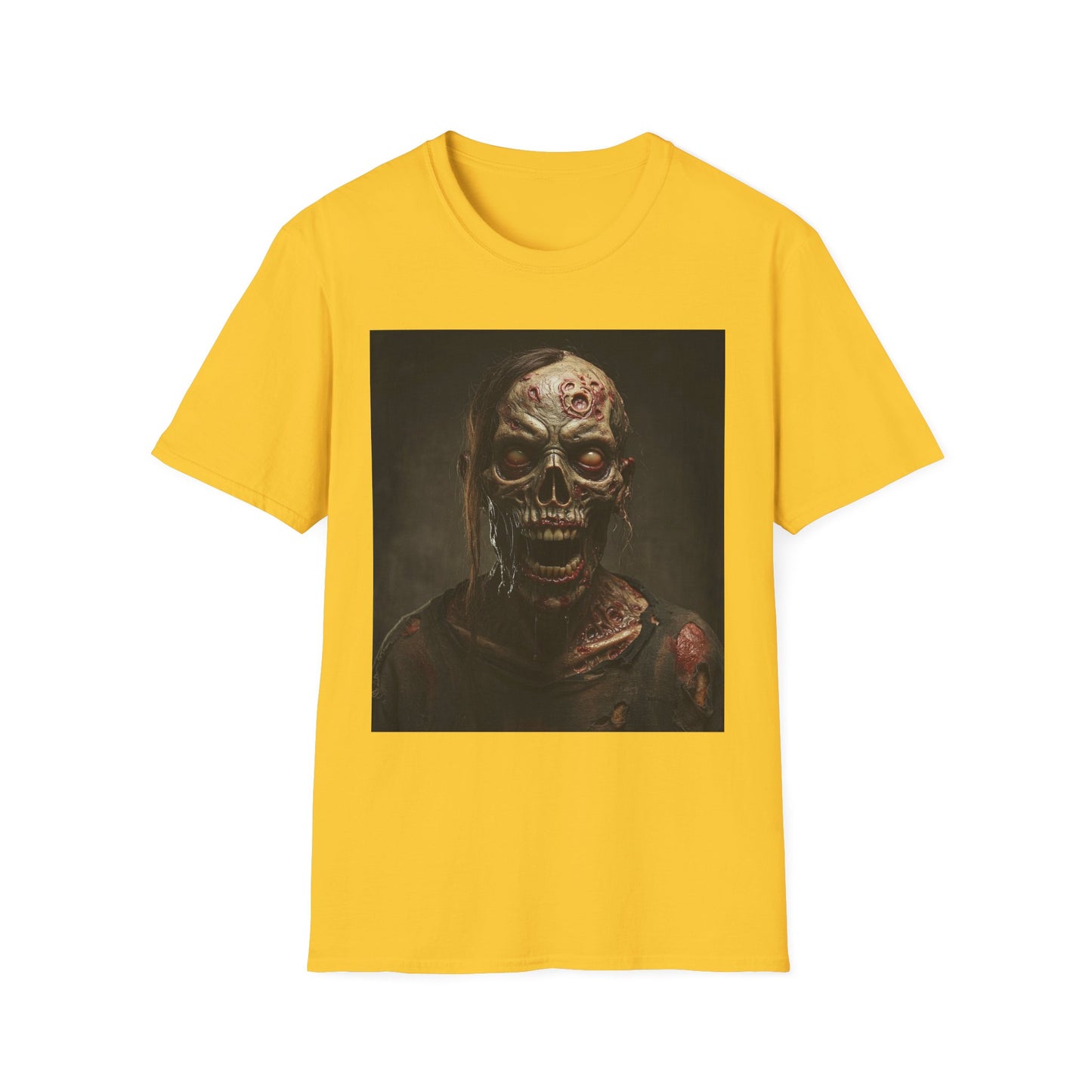 Spooky Zombie Apocalyptic Portrait Tee, bold, decaying zombie graphic