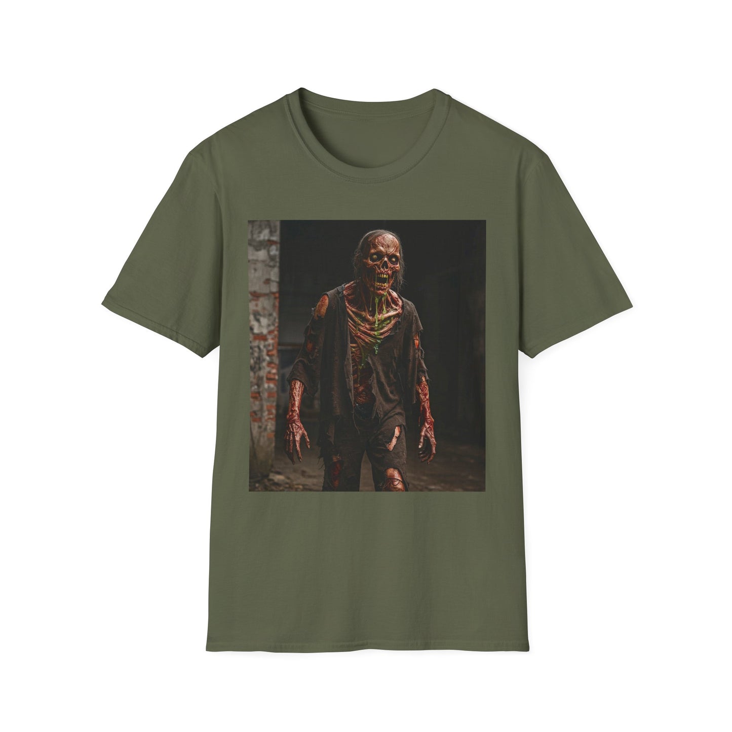 Apocalyptic Portrait Tee, bold, decaying zombie graphic