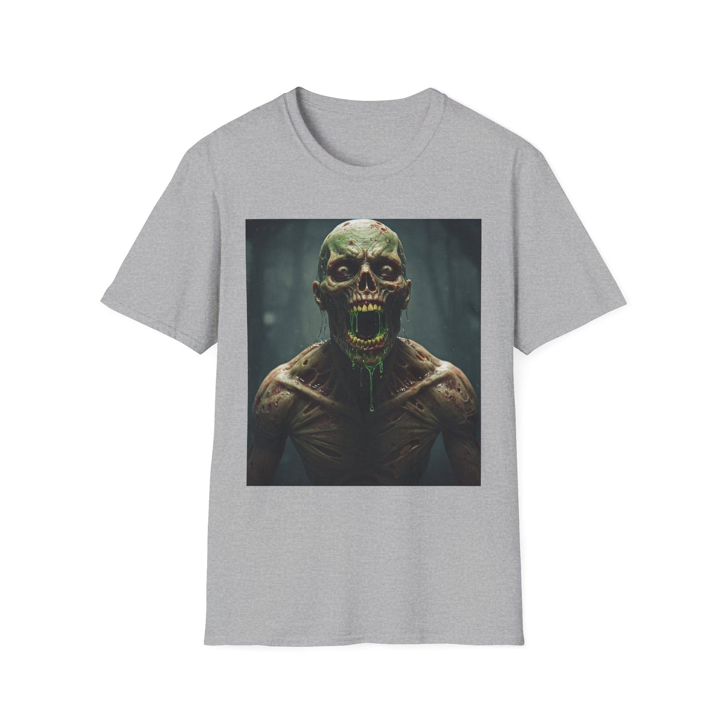 Apocalyptic Portrait Tee, bold, decaying zombie graphic