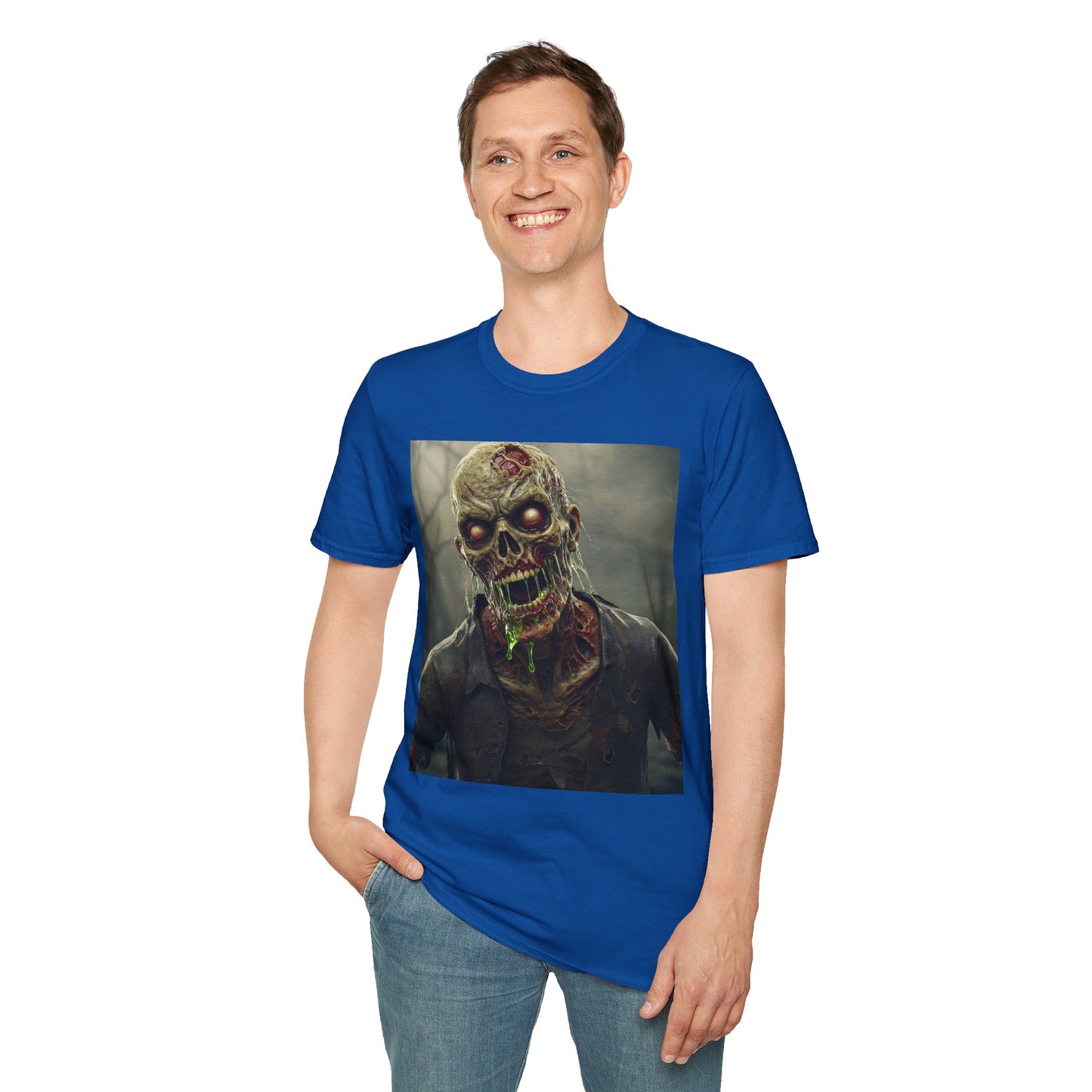 Unisex Softstyle Zombie Graphic T-Shirt - Perfect for Halloween and Horror Fans