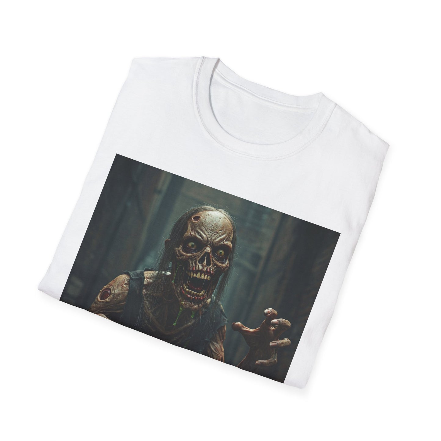 Unisex Softstyle T-Shirt - Creepy Zombie Graphic Tee for Halloween