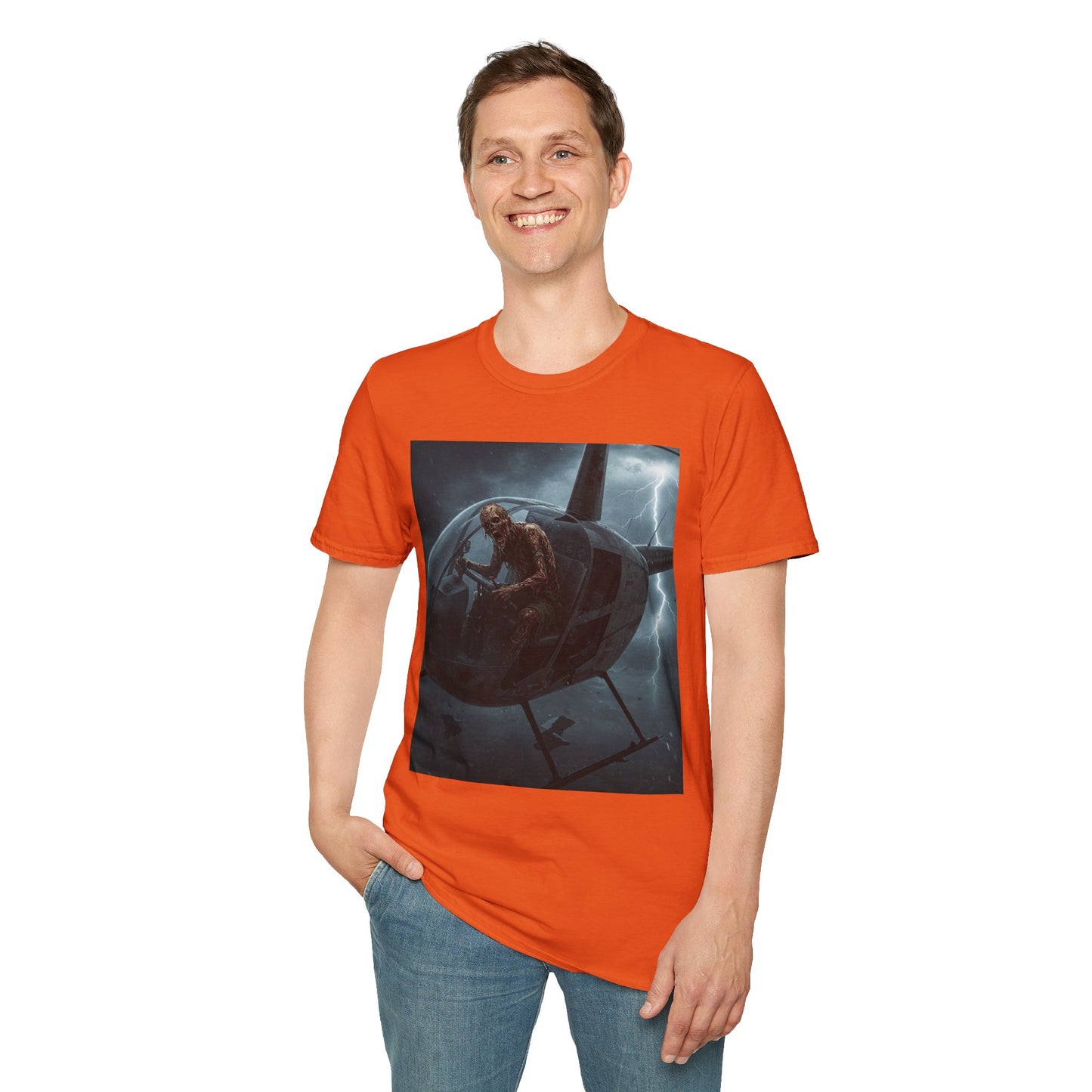 Stormy Helicopter Adventure Unisex Softstyle T-Shirt