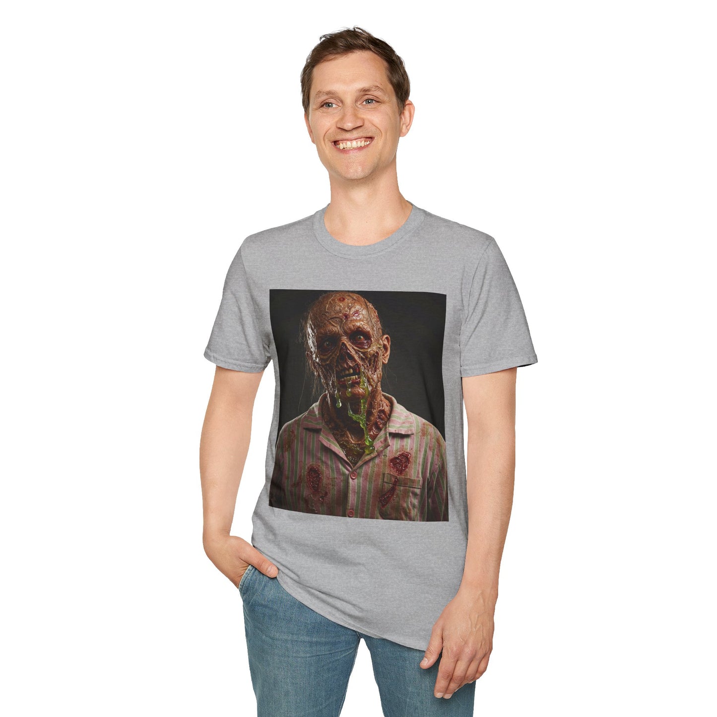 Horror-Inspired Unisex Softstyle T-Shirt - Zombie Graphic Tee