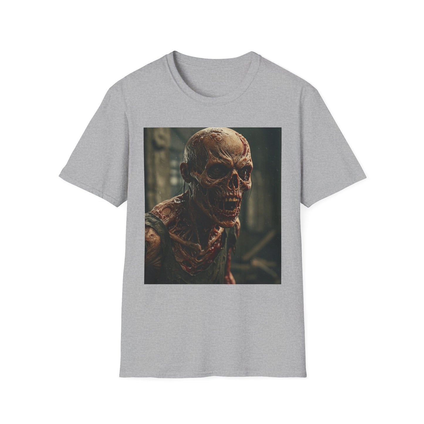 Apocalyptic Portrait Tee, bold, decaying zombie graphic