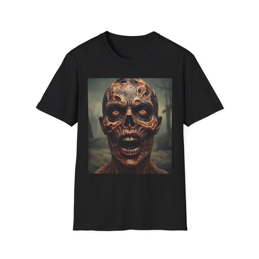 Apocalyptic Portrait Tee, bold, decaying zombie graphic